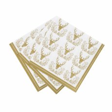 画像1: 〒 紙ナプキン（33cm）ゴールド・トナカイ／20枚入 (1)