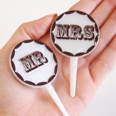 画像2: 〒 ケーキピック／MR. & MRS.（5本入） (2)