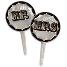 画像1: 〒 ケーキピック／MR. & MRS.（5本入） (1)