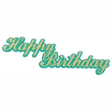 画像1: 〒 ケーキプレート／Happy Birthday（ゴールド）グリーン ３枚 (1)