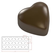 画像1: ポリカーボネート製 チョコレート型／ハート 3列（13g） (1)