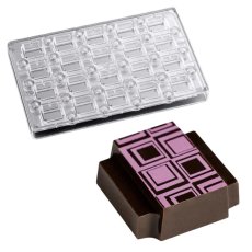 画像1: ポリカーボネート製 チョコレート型（マグネット）モダンスクエア (1)
