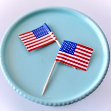 画像7: 〒 ケーキピック／アメリカ国旗（6本入）木製 (7)